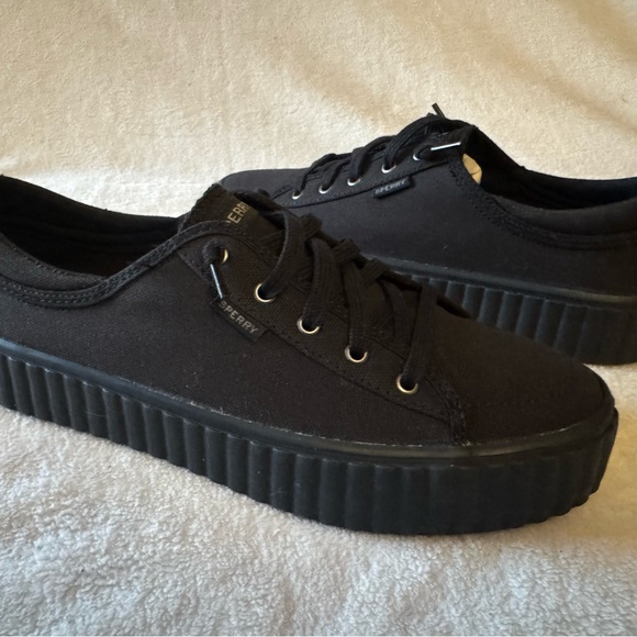 NEW Sperry Pier Wave Canvas Platform Lace Up Sneakers - Picture 5 of 9